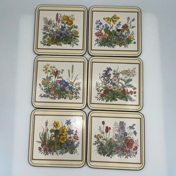 Pimpernel Meadow Flowers Coasters Set Of 6 Made in England Vintage Cottagecore - Picture 1 of 12